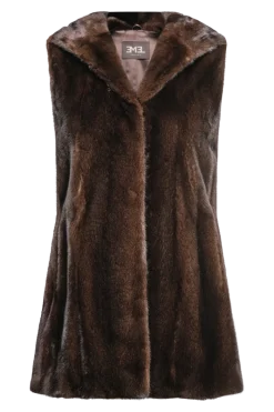 Hot American Hooded Vertical Mink Fur Vest Women Mink|Fur Vests