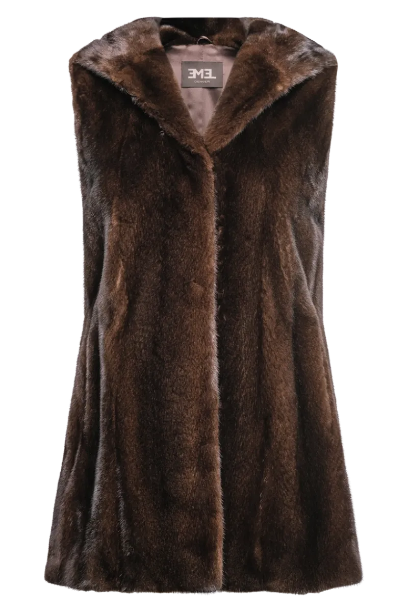 Hot American Hooded Vertical Mink Fur Vest Women Mink|Fur Vests