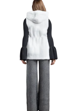 Hot American Hooded Vertical Mink Fur Vest Women Mink|Fur Vests