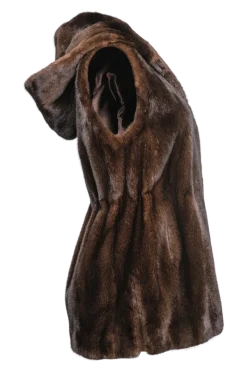 Hot American Hooded Vertical Mink Fur Vest Women Mink|Fur Vests