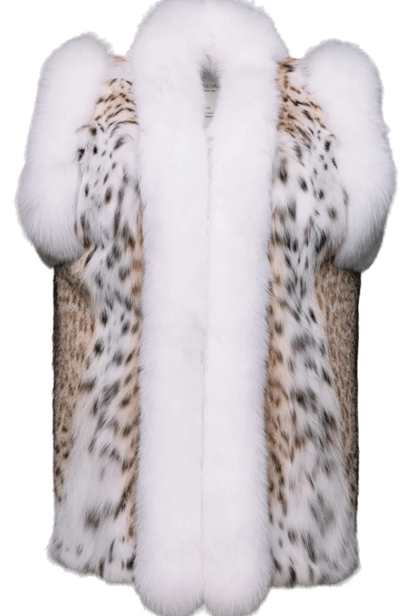New American Lynx and Fox Fur Vest Women Lynx