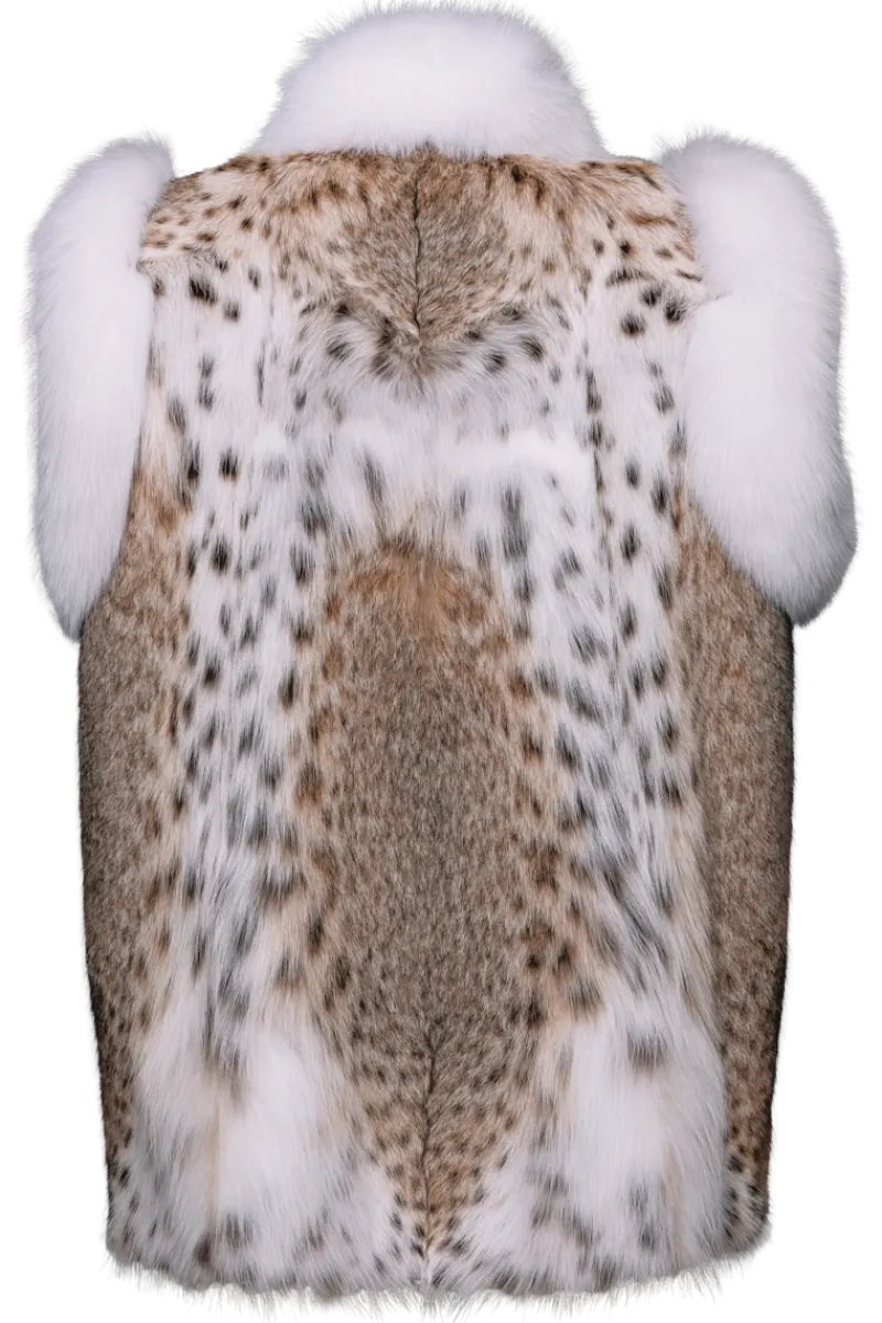 New American Lynx and Fox Fur Vest Women Lynx