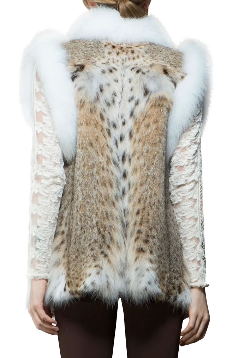 New American Lynx and Fox Fur Vest Women Lynx