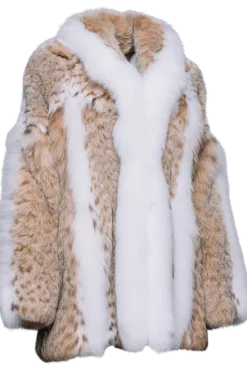 Hot American Lynx Fur Jacket - White Fox Fur Trim Women Lynx|Fur Jackets