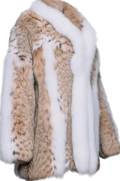 Hot American Lynx Fur Jacket - White Fox Fur Trim Women Lynx|Fur Jackets