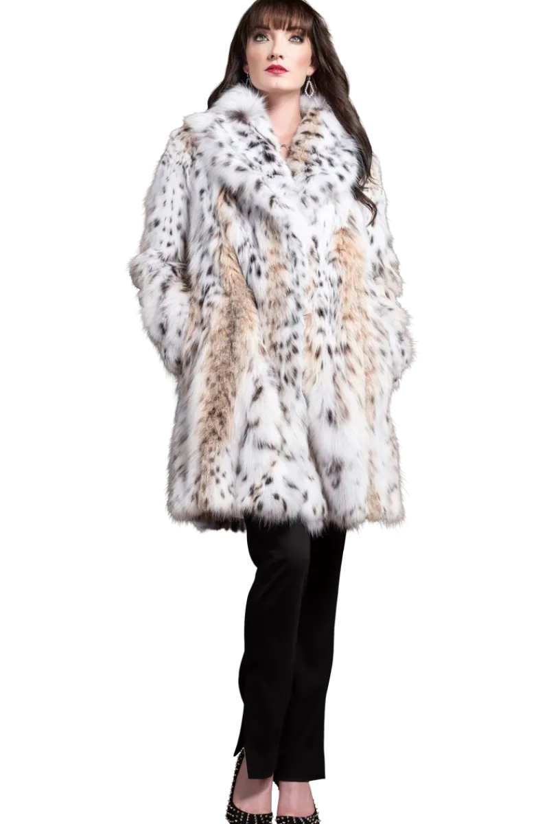 Best American Semi-Belly Mid-Length Lynx Fur Coat Women Fur Coats|Lynx