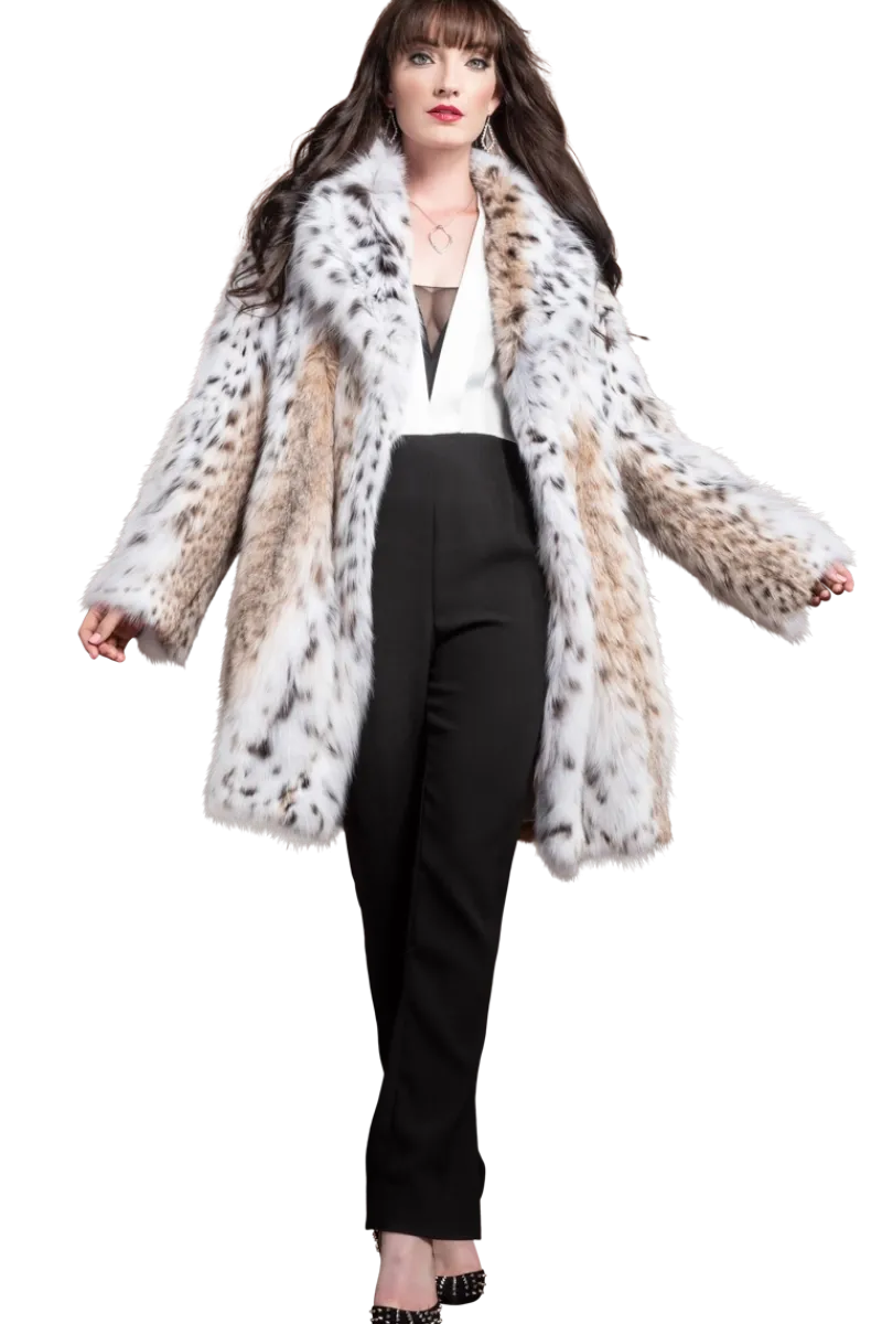 Best American Semi-Belly Mid-Length Lynx Fur Coat Women Fur Coats|Lynx