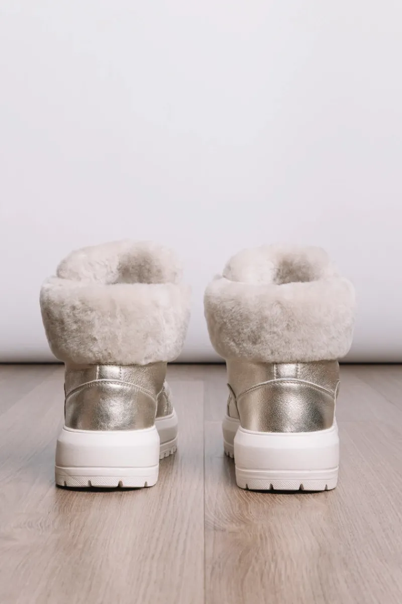 Clearance Antwerp Metallic Leather Shearling Boots Women Après Ski|Boots & Handbags