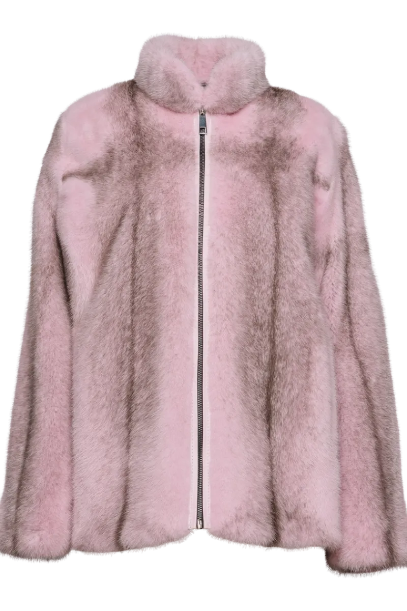 Baby Pink | Blue Silver Cross Mink Fur Jacket Women Mink|Fur Jackets