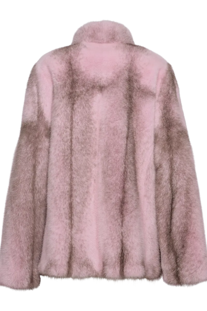 Baby Pink | Blue Silver Cross Mink Fur Jacket Women Mink|Fur Jackets