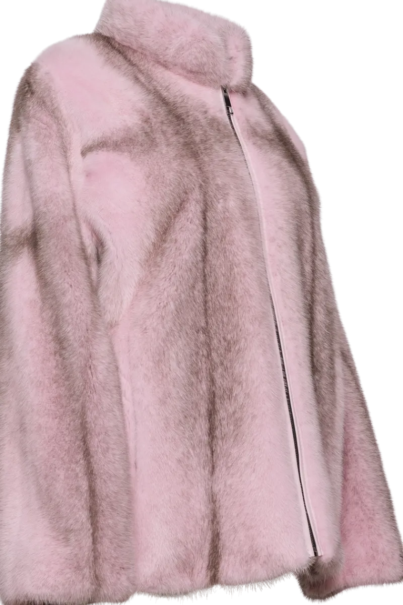 Baby Pink | Blue Silver Cross Mink Fur Jacket Women Mink|Fur Jackets