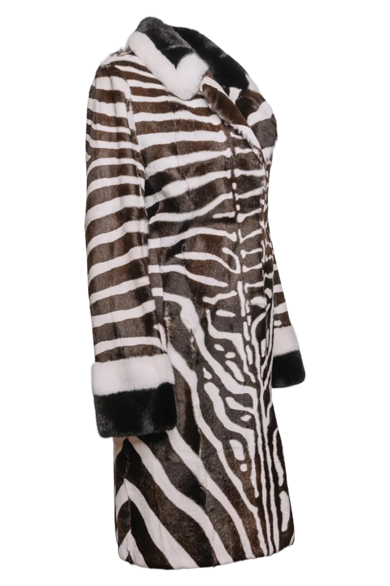 New Black/Brown/White Kid Skin & Mink Fur Coat Women Fur Coats