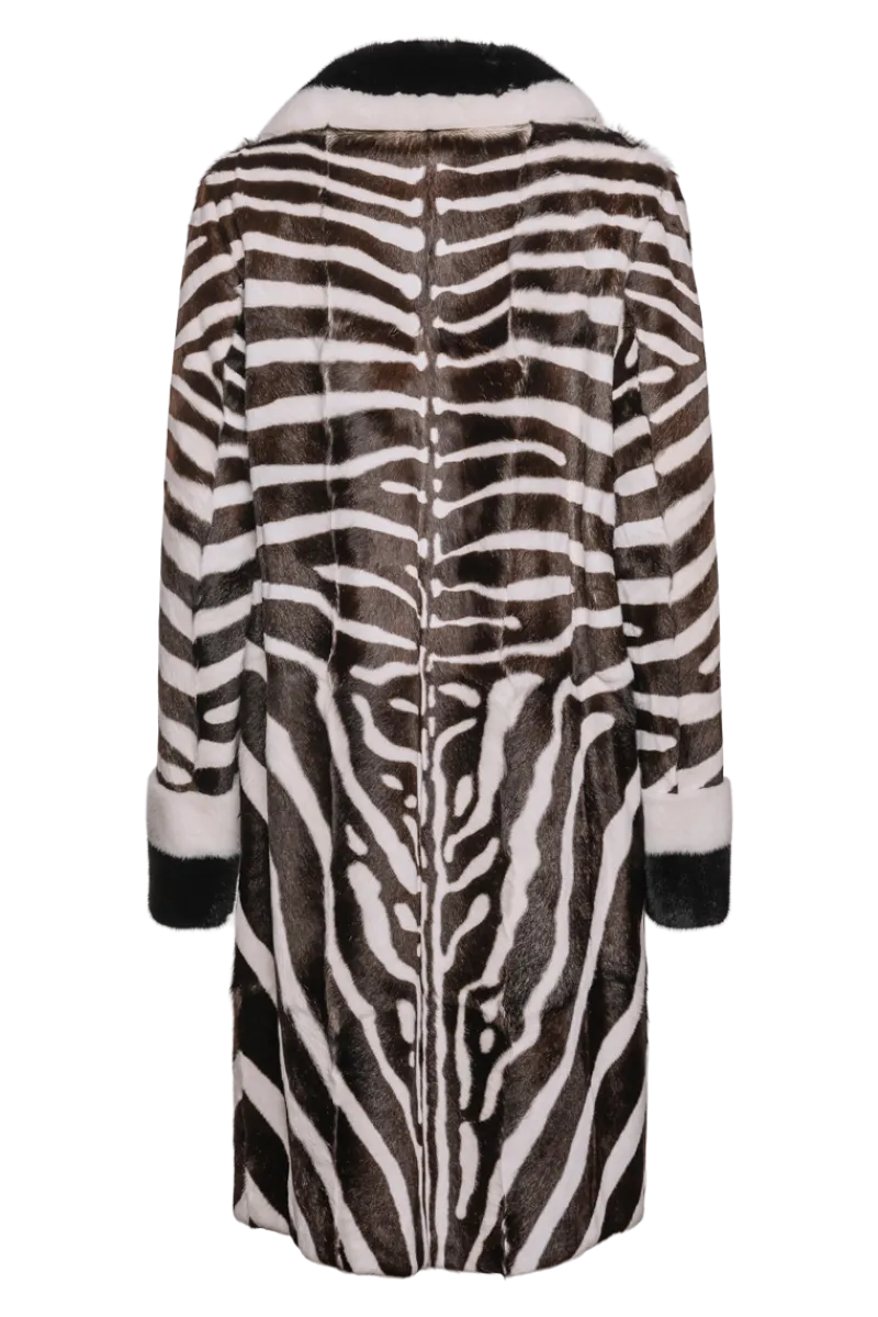 New Black/Brown/White Kid Skin & Mink Fur Coat Women Fur Coats