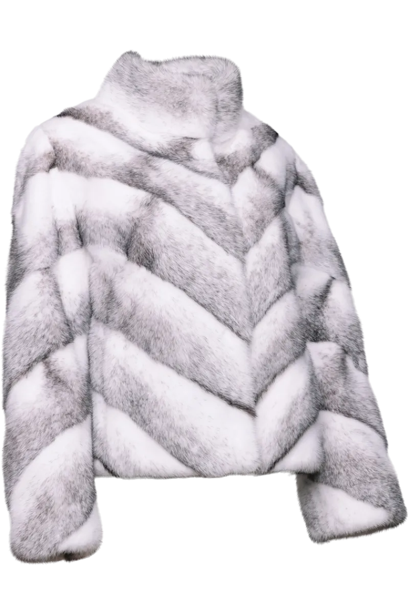 Best Black Cross Chevron Mink Fur Jacket With Diagonal Sleeve Women Fur Jackets|Mink
