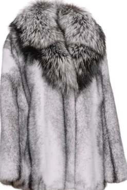 Online Mink Fur Jacket - Silver Fox Shawl Collar Women Fur Jackets