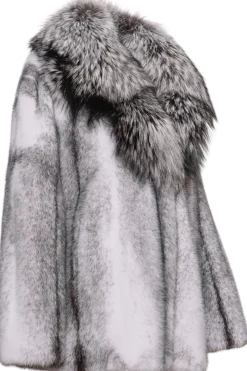 Online Mink Fur Jacket - Silver Fox Shawl Collar Women Fur Jackets