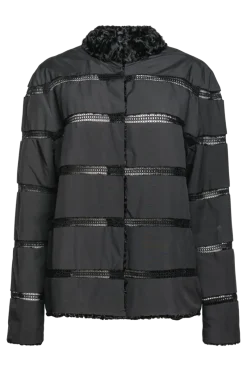 Clearance Reversible Horizontal Swakara Fur Jacket - Netting Detail Women Fur Jackets