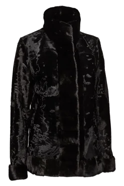 New Russian Broadtail Fur Jacket - Star Mink Fur Details Women Lamb|Fur Jackets