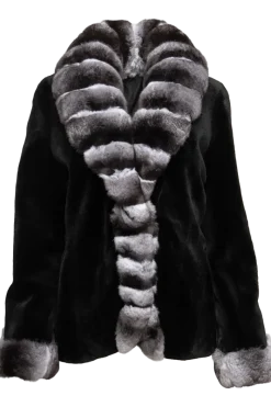 Sale Sheared Mink and Chinchilla Fur Jacket - Curved Front Women Mink|Fur Jackets