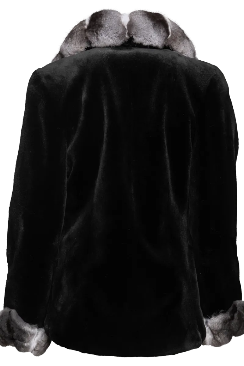 Sale Sheared Mink and Chinchilla Fur Jacket - Curved Front Women Mink|Fur Jackets