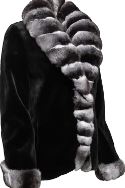 Sale Sheared Mink and Chinchilla Fur Jacket - Curved Front Women Mink|Fur Jackets