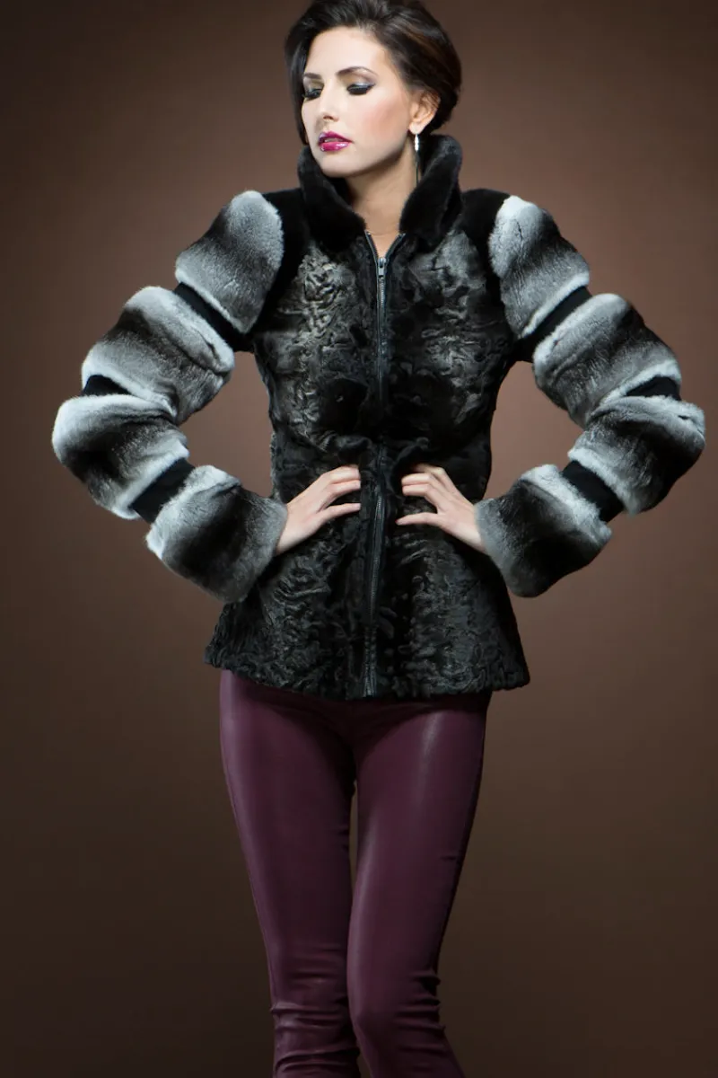 Outlet Swakara, Chinchilla and Mink Fur Jacket Women Fur Jackets