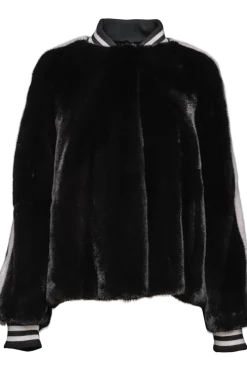 Best Baseball Mink Fur Jacket - Knit Cuffs Women Fur Jackets