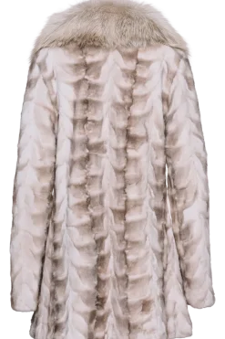 Online Sheared Mink Sections Fur Jacket - Fox Collar Women Fur Jackets|Mink