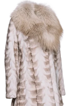 Online Sheared Mink Sections Fur Jacket - Fox Collar Women Fur Jackets|Mink