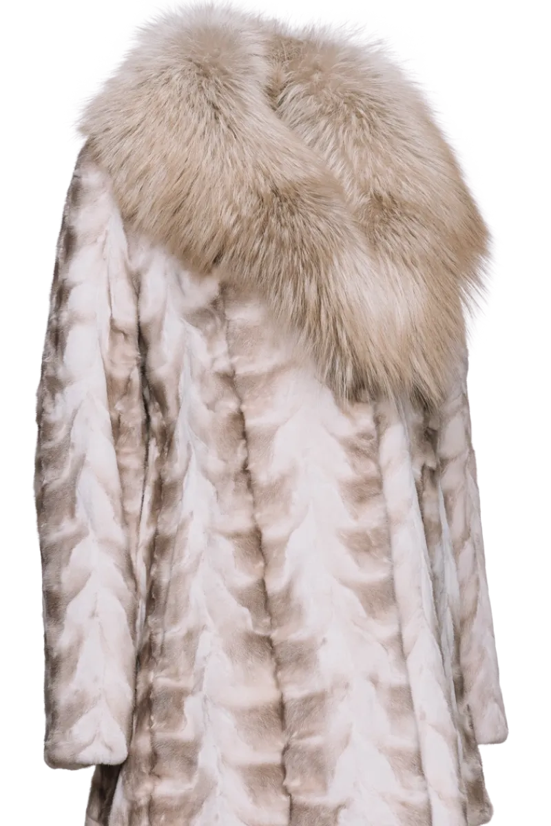 Online Sheared Mink Sections Fur Jacket - Fox Collar Women Fur Jackets|Mink
