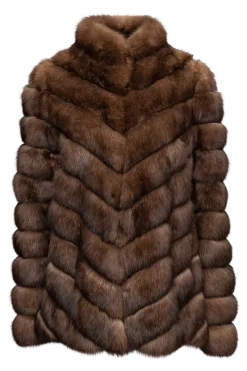 Outlet Chevron Natural Russian Sable Fur Jacket Women Fur Jackets