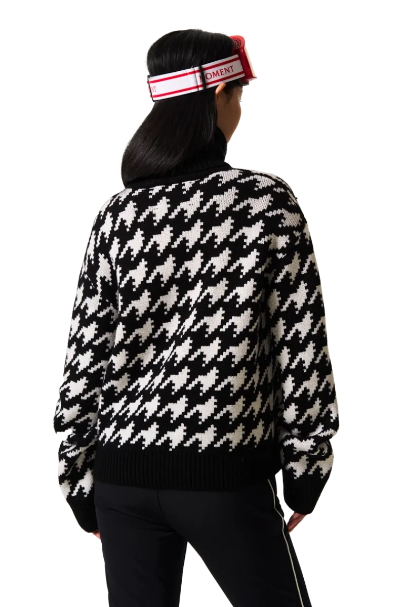 Outlet Chunky Houndstooth Merino Wool Sweater Women Après Ski