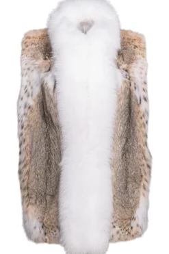 Sale Classic American Lynx Fur Vest - Fox Tuxedo Women Lynx