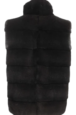 Sale Classic Horizontal Mink Fur Vest - Stand Collar Women Mink