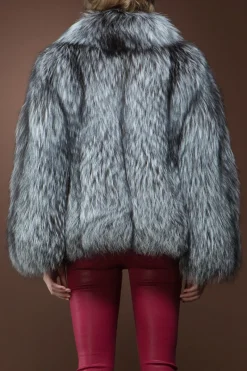 Clearance Classic Silver Fox Fur Jacket Women Fur Jackets