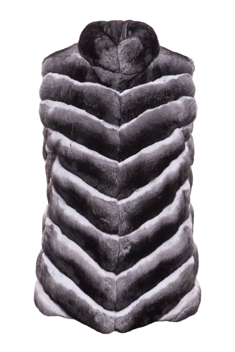 Discount Classic V-Cut Chinchilla Fur Vest Women Chinchilla