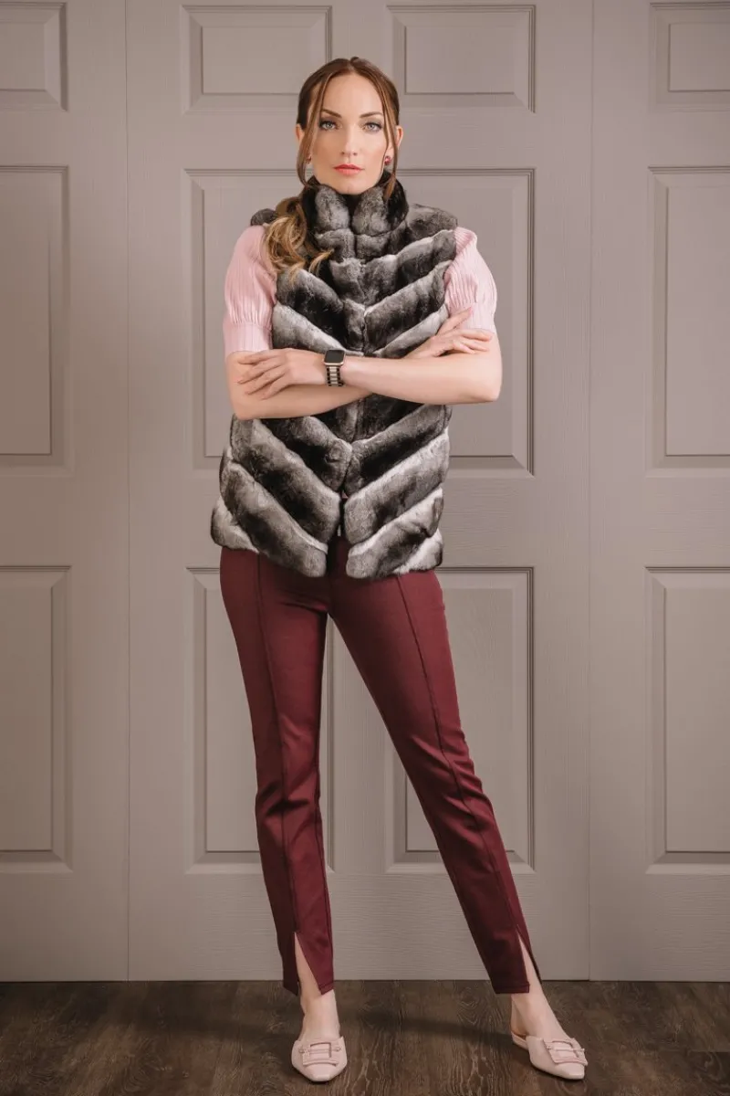 Discount Classic V-Cut Chinchilla Fur Vest Women Chinchilla