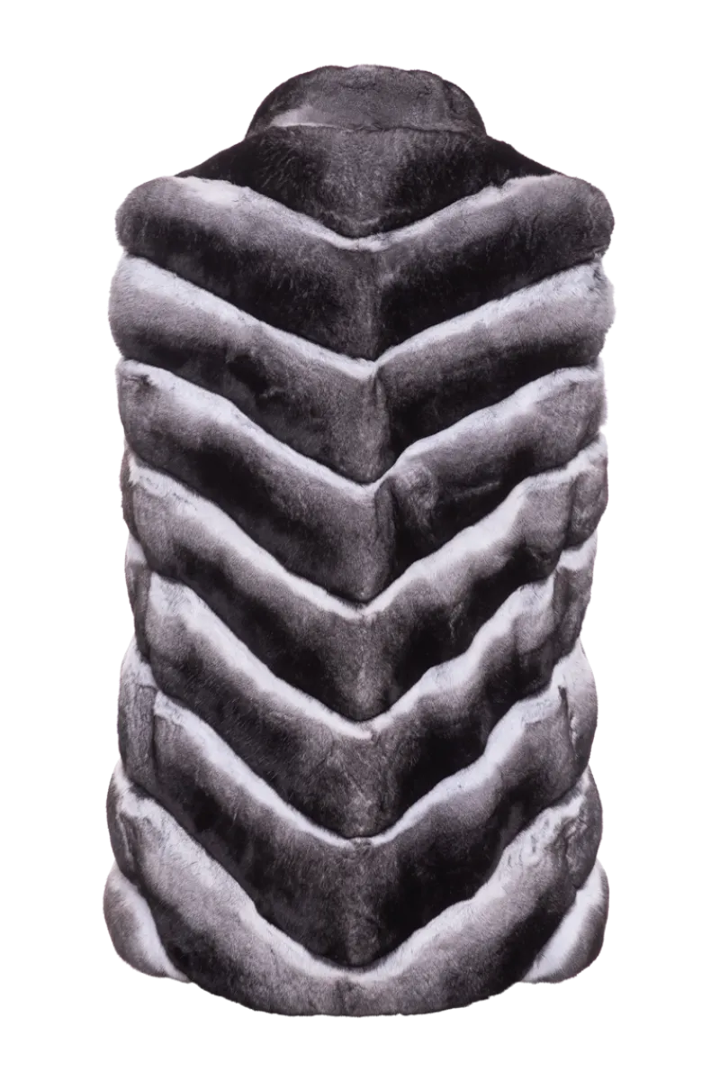 Discount Classic V-Cut Chinchilla Fur Vest Women Chinchilla