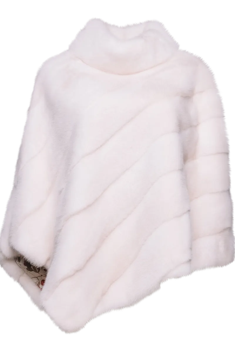 Discount Diagonal Mink Fur Poncho Women Fur Jackets