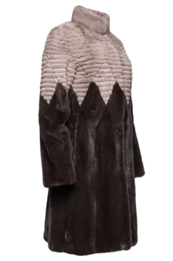 Outlet Diamond Pattern Silver Blue & Mushroom Mink Fur Coat Women Mink|Fur Coats