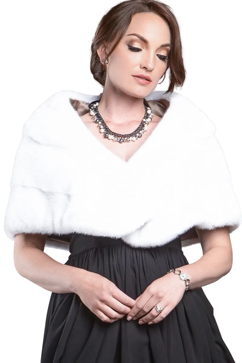 New Elegant - Evening - Horizontal Mink Fur Cape Women Bridal Evening Fur|Mink