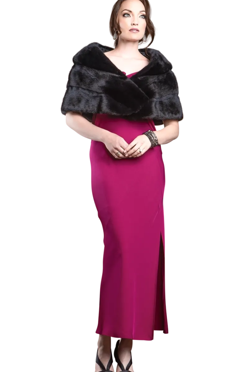 New Elegant - Evening - Horizontal Mink Fur Cape Women Bridal Evening Fur|Mink