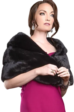 New Elegant - Evening - Horizontal Mink Fur Cape Women Bridal Evening Fur|Mink