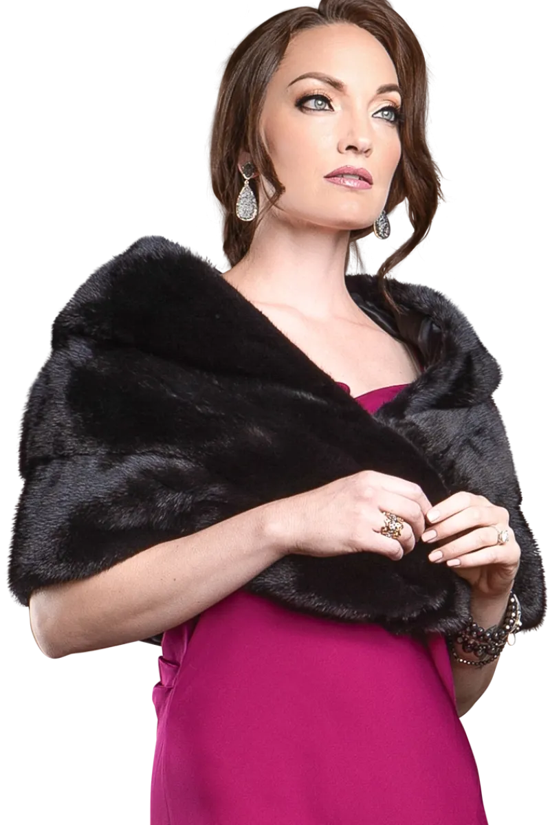 New Elegant - Evening - Horizontal Mink Fur Cape Women Bridal Evening Fur|Mink