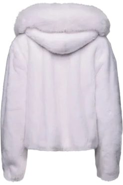 Clearance Hooded Arctic Mink Fur Parka - Shadow Fox Trim Women Fur Jackets