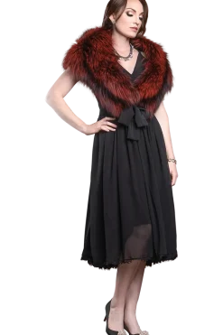Online Fox Fur Stole - Matching Silk Ties Women Fox