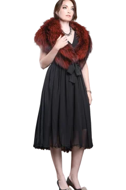Online Fox Fur Stole - Matching Silk Ties Women Fox