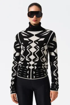 Hot Geo Merino Wool Turtleneck Sweater Women Ski Layers