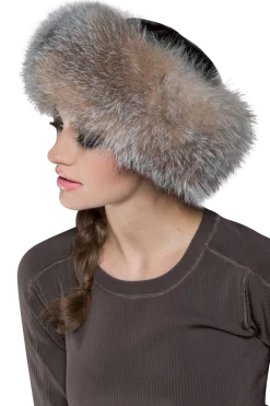 Best GiGi Mink Fur Crown and Fox Fur Roller Hat Women Hats|Fox