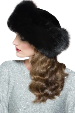 Best GiGi Mink Fur Crown and Fox Fur Roller Hat Women Hats|Fox